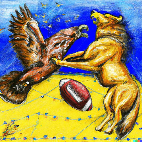 DALL·E 2023-02-06 10.16.25 - eagle and wolf fighting with an american football a van gogh style