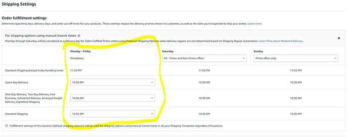 Shipping Settings