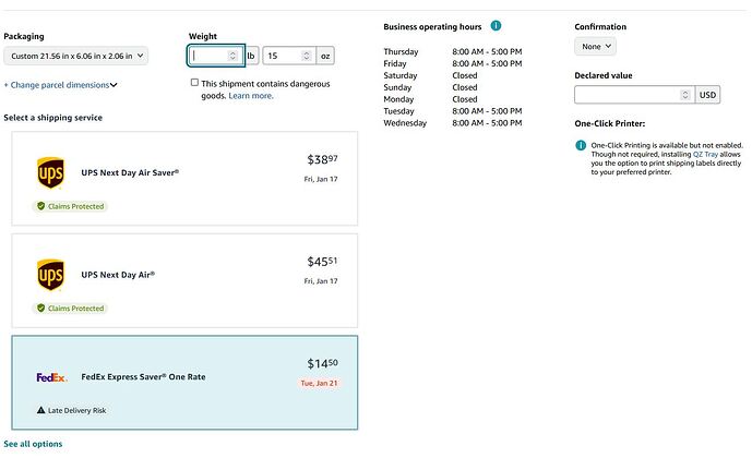 AZ shipping options 2 day