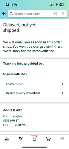 AZ Message Delayed, not yet shippedxx