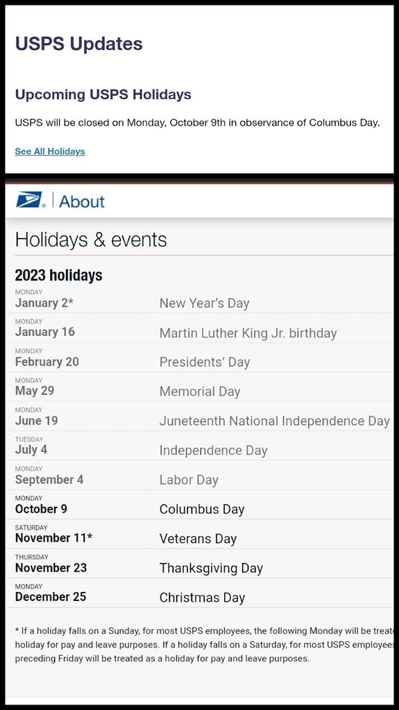 [Columbus Day] USPS closed on Monday; UPS, FedEx open with modified