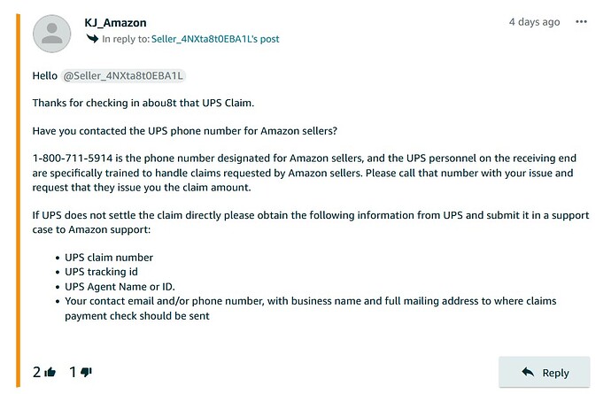 Amazon UPS Claim Procedure